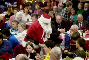 Santa works the crowd