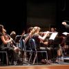 Scott Abrahamson, Director of the Dedham High School Concert Band, conducts "March to the Prince of Wales" performed by members of the Concert Band with members of the Parkway Concert Orchestra.